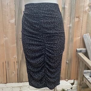 Zara Basic Polka Dot Midi Ruched Skirt Size S